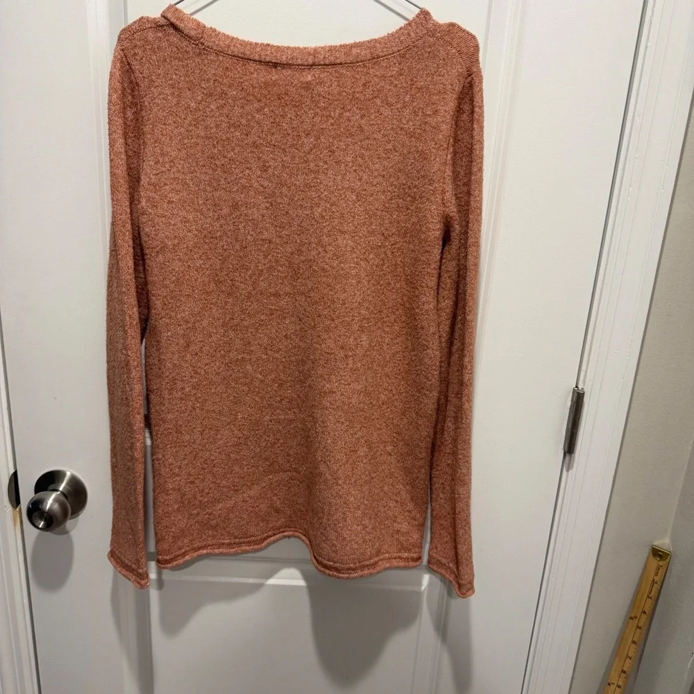 Market & Spruce Womens Sweater Scalloped‎ Hem Terracotta Orange Size S